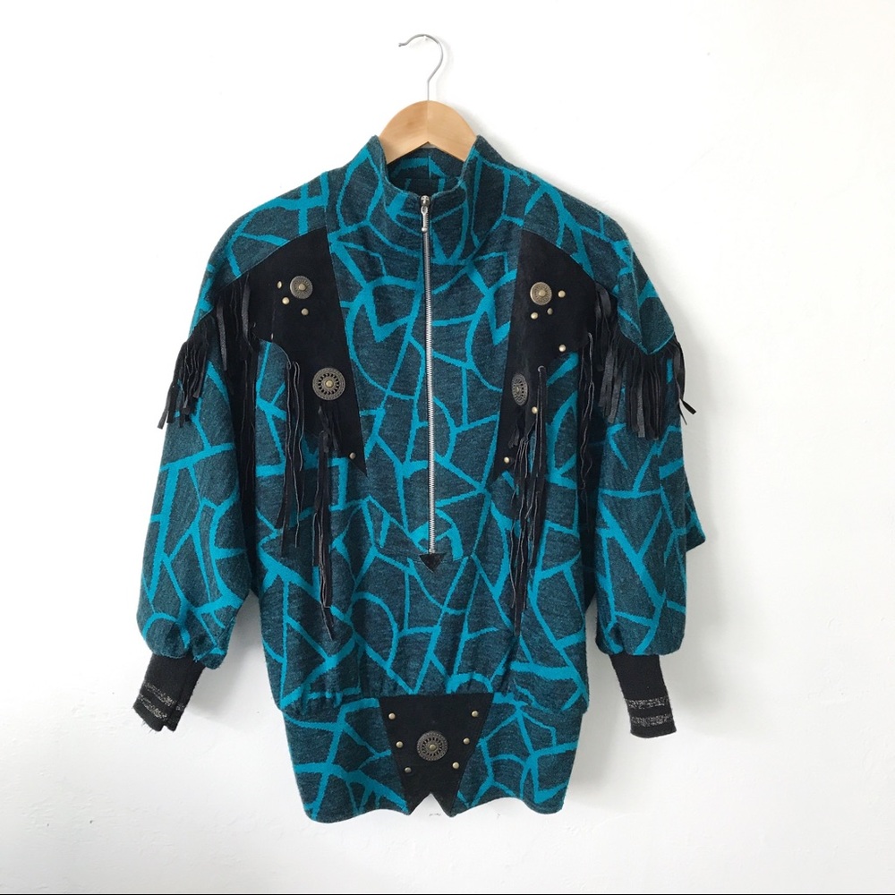 VINTAGE Western Half Zip Pull Over